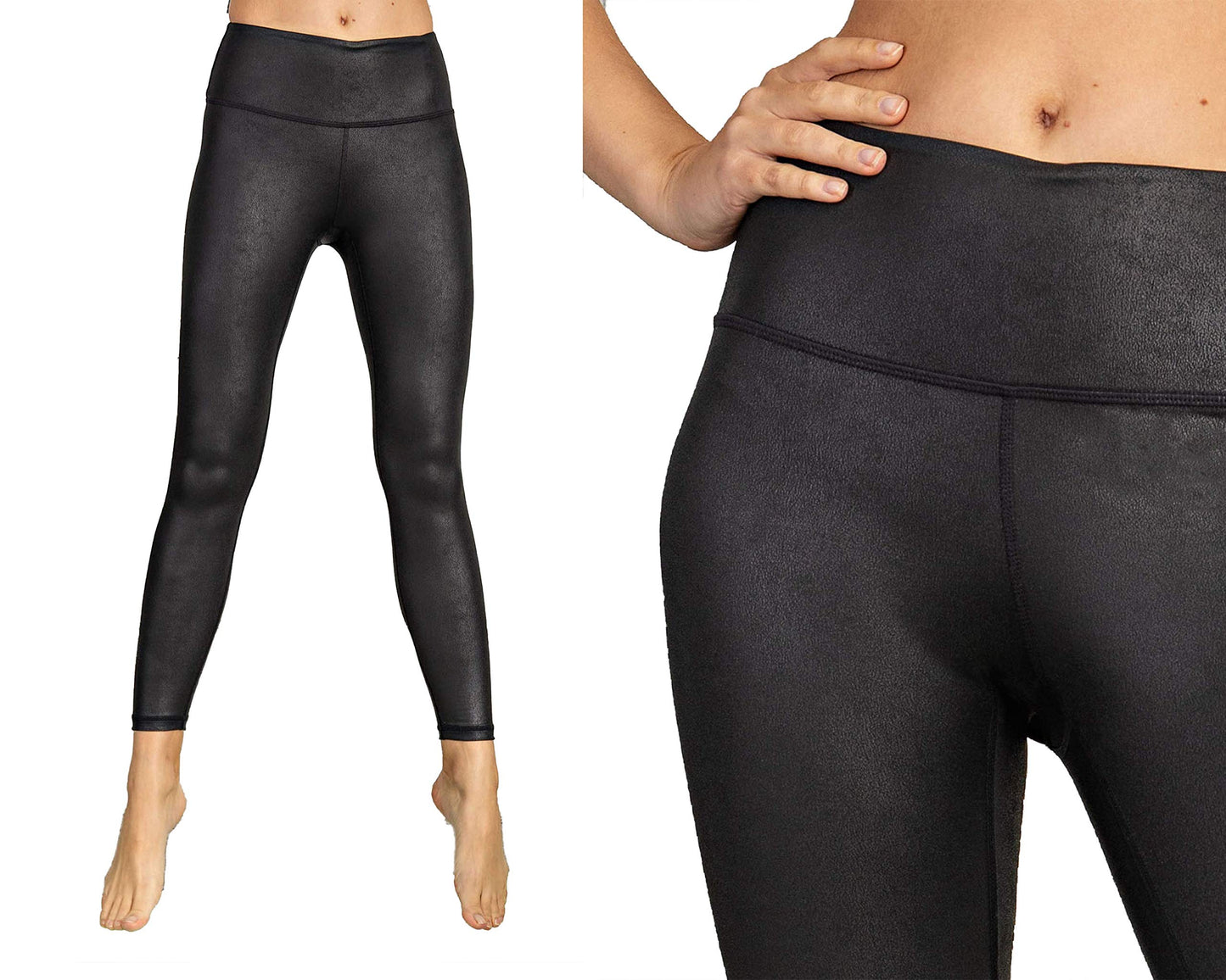 High Waisted Faux Leather Leggings Womens Workout Yoga Leggings Regular & Plus Size