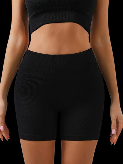 Thick High Waisted Nylon Rib Pocket Shorts, Tummy Control Workout Yoga Shorts, Womens Yoga Shorts with Pockets, Regular Size, Plus Size S-3X