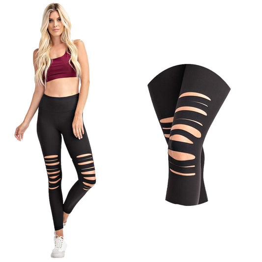 Distressed Ripped Leggings Womens High Rise Athleisure Butter Leggings Soft Comfy Yoga Pants Standard & Plus Size S-3X