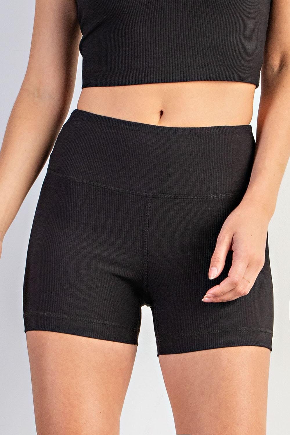 Thick High Waisted Nylon Rib Shorts, Tummy Control Workout Yoga Shorts, Womens Wide Waist Yoga Pants Regular Size, Plus Size, Fast Shipping