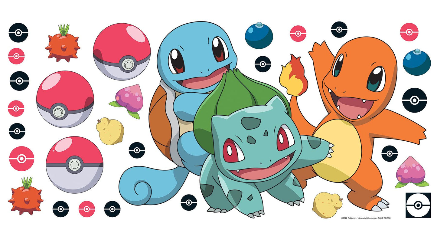 Pokémon Stickers Life Size Bulbasaur, Squirtle, Charmander Peel and Stick Wall Decals