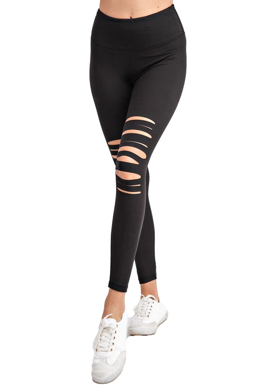 Distressed Ripped Leggings Womens High Rise Athleisure Butter Leggings Soft Comfy Yoga Pants Standard & Plus Size S-3X