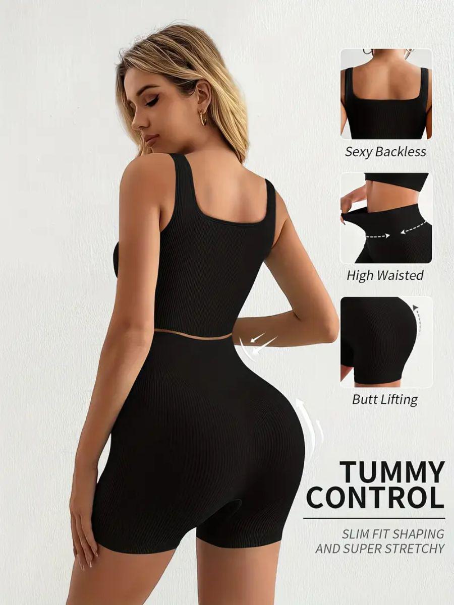 Thick High Waisted Nylon Rib Shorts, Tummy Control Workout Yoga Shorts, Womens Wide Waist Yoga Pants Regular Size, Plus Size, Fast Shipping
