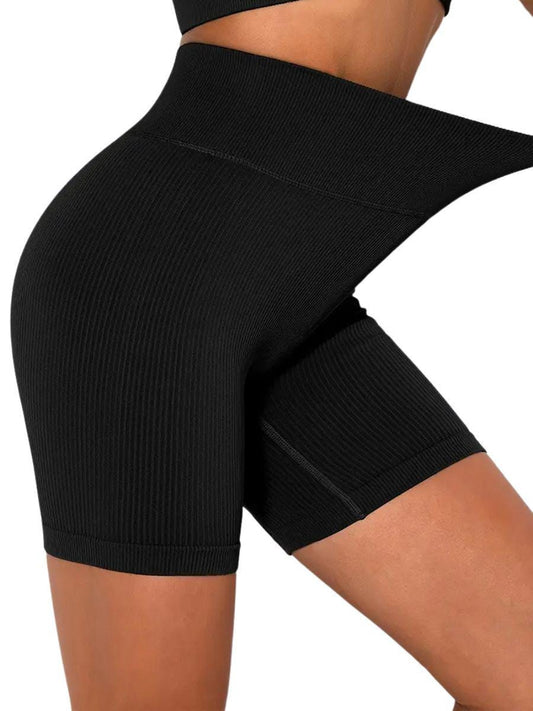 Thick High Waisted Nylon Rib Shorts, Tummy Control Workout Yoga Shorts, Womens Wide Waist Yoga Pants Regular Size, Plus Size, Fast Shipping