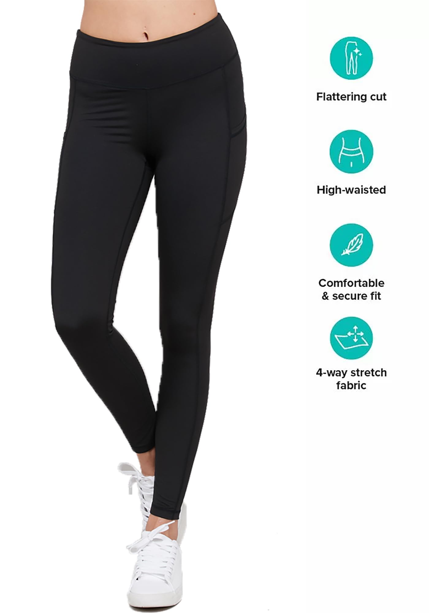 High Waisted Semi-Compression Pocket Leggings Tummy Control Workout Yoga Pants