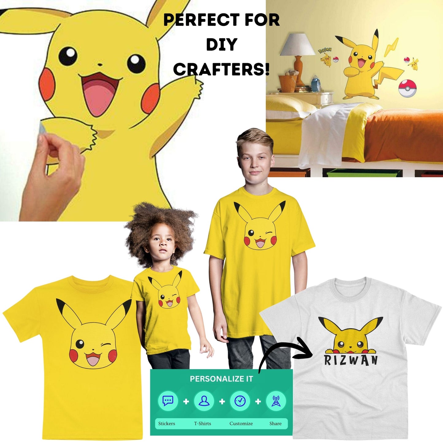 Pokemon Pikachu PNG Clipart SVG Cut files for Cricut 3 Pack Bundle Instant Download