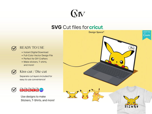 Pokemon Pikachu PNG Clipart SVG Cut files for Cricut 3 Pack Bundle Instant Download