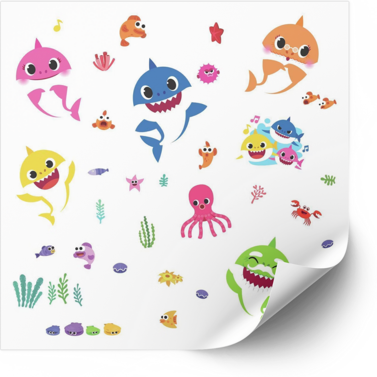 Baby Shark Peel and Stick Kids Stickers Wall Decals - 39 Pieces