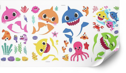 Baby Shark Peel and Stick Kids Stickers Wall Decals - 39 Pieces