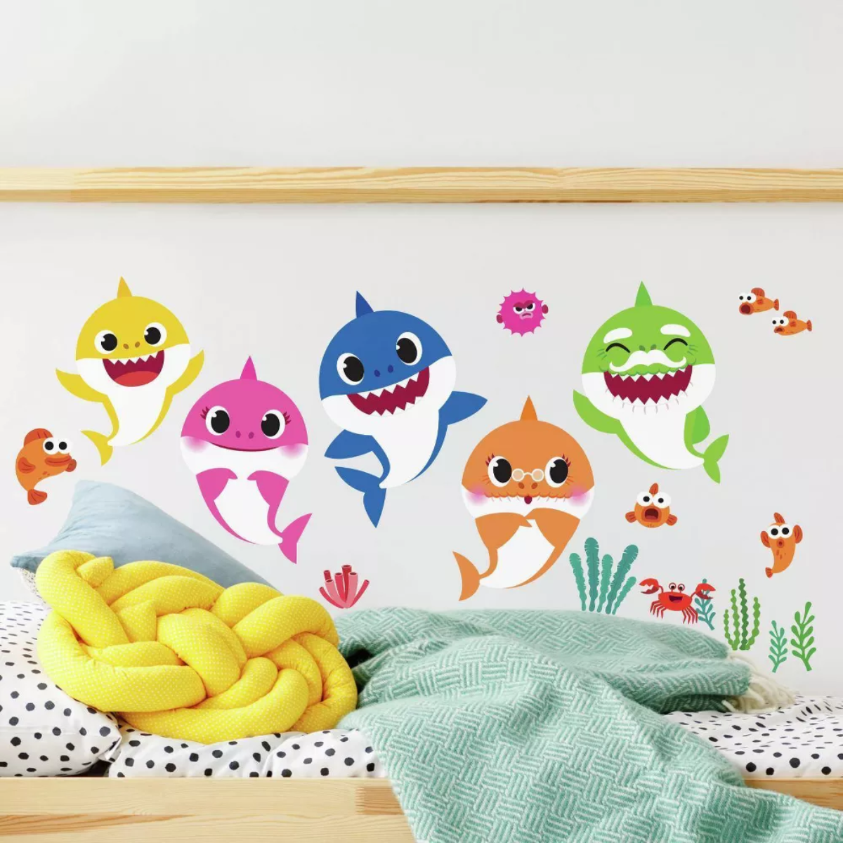 Baby Shark Peel and Stick Kids Stickers Wall Decals - 39 Pieces