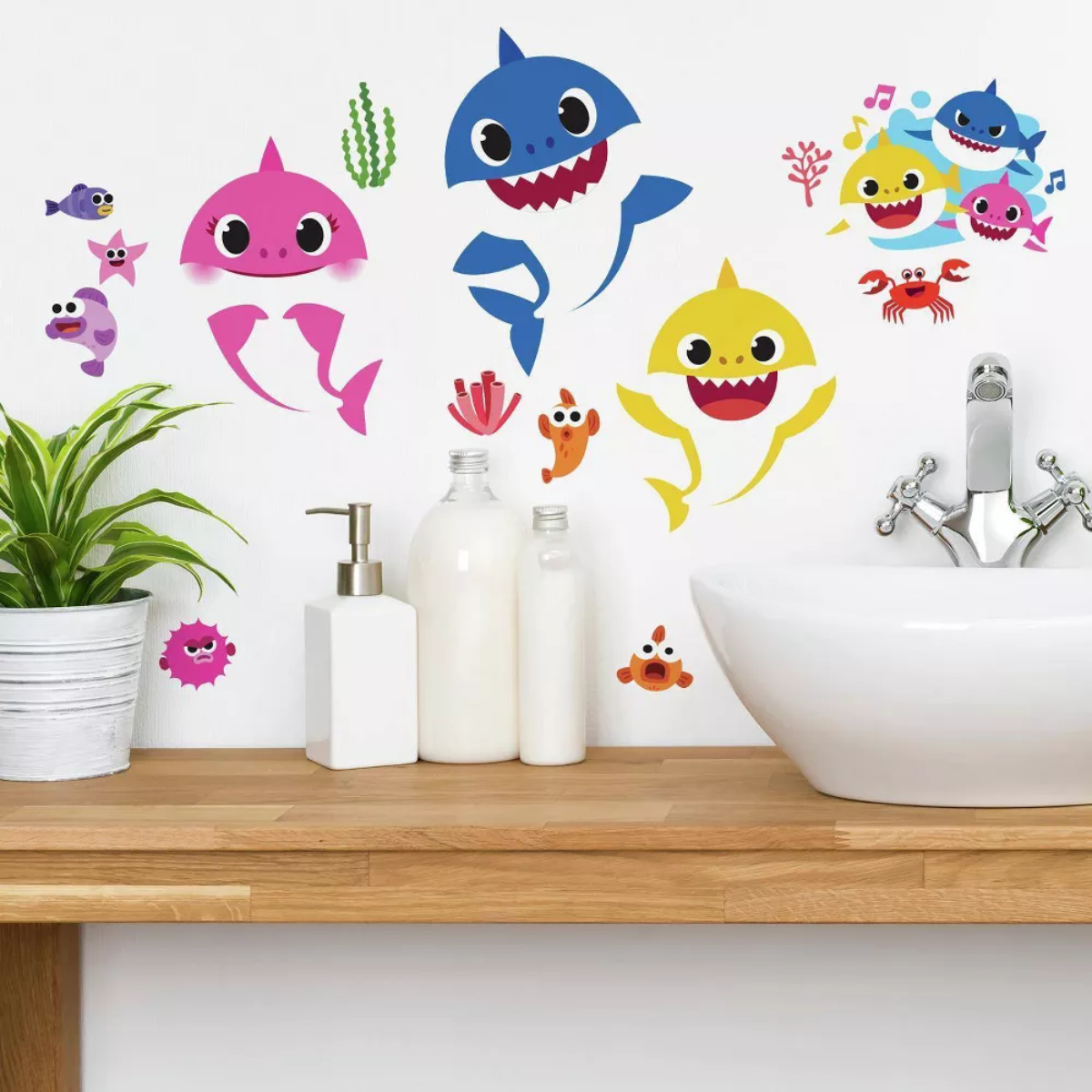 Baby Shark Peel and Stick Kids Stickers Wall Decals - 39 Pieces