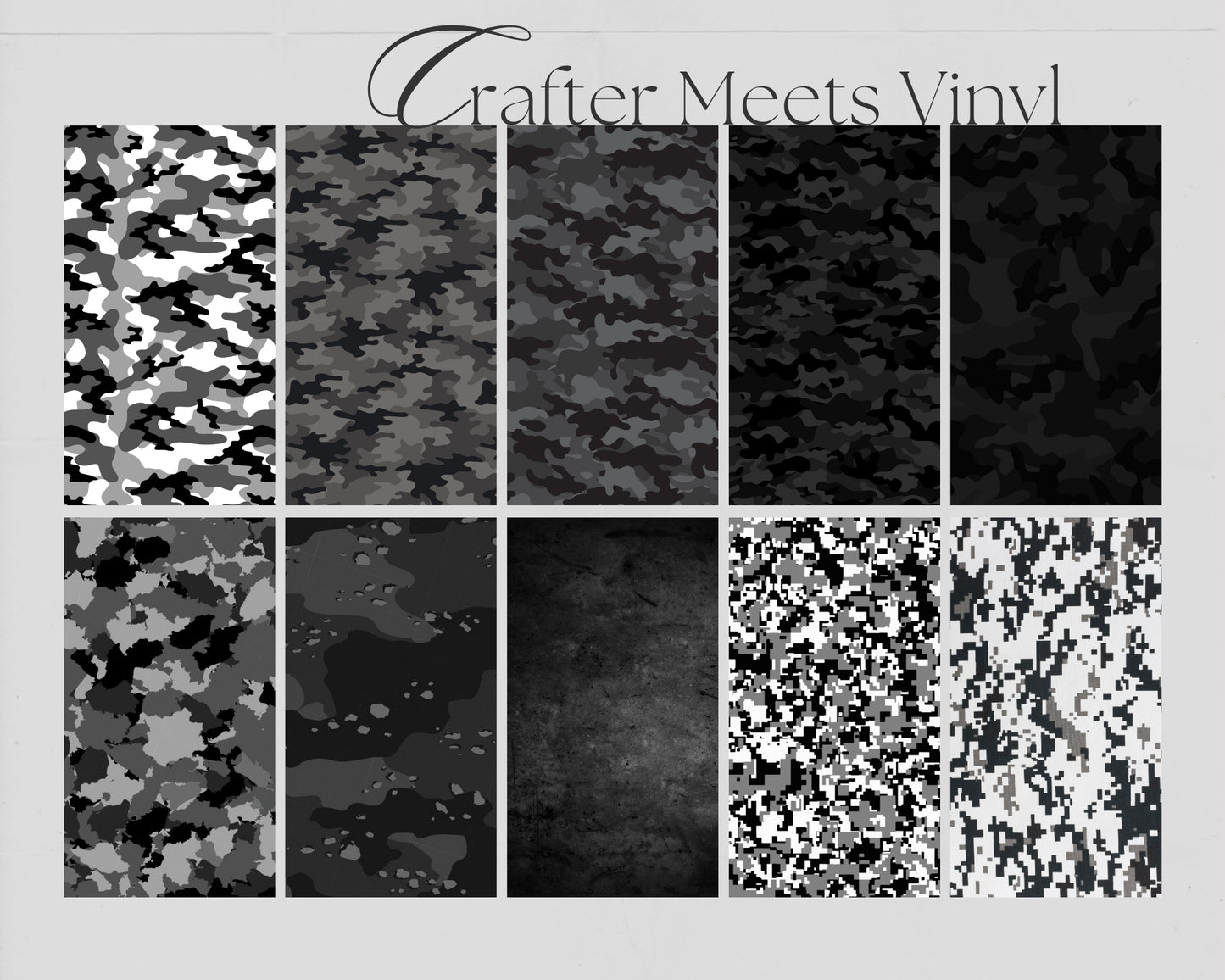 Black Camo Pattern Vinyl & Iron-on HTV