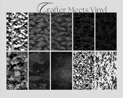 Black Camo Pattern Vinyl & Iron-on HTV