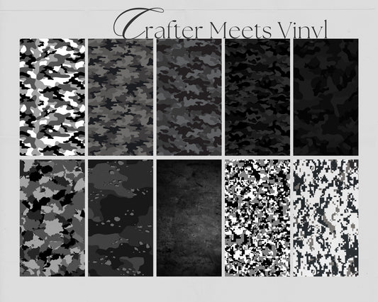Black Camo Pattern Vinyl & Iron-on HTV