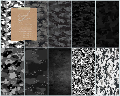 Black Camo Pattern Vinyl & Iron-on HTV