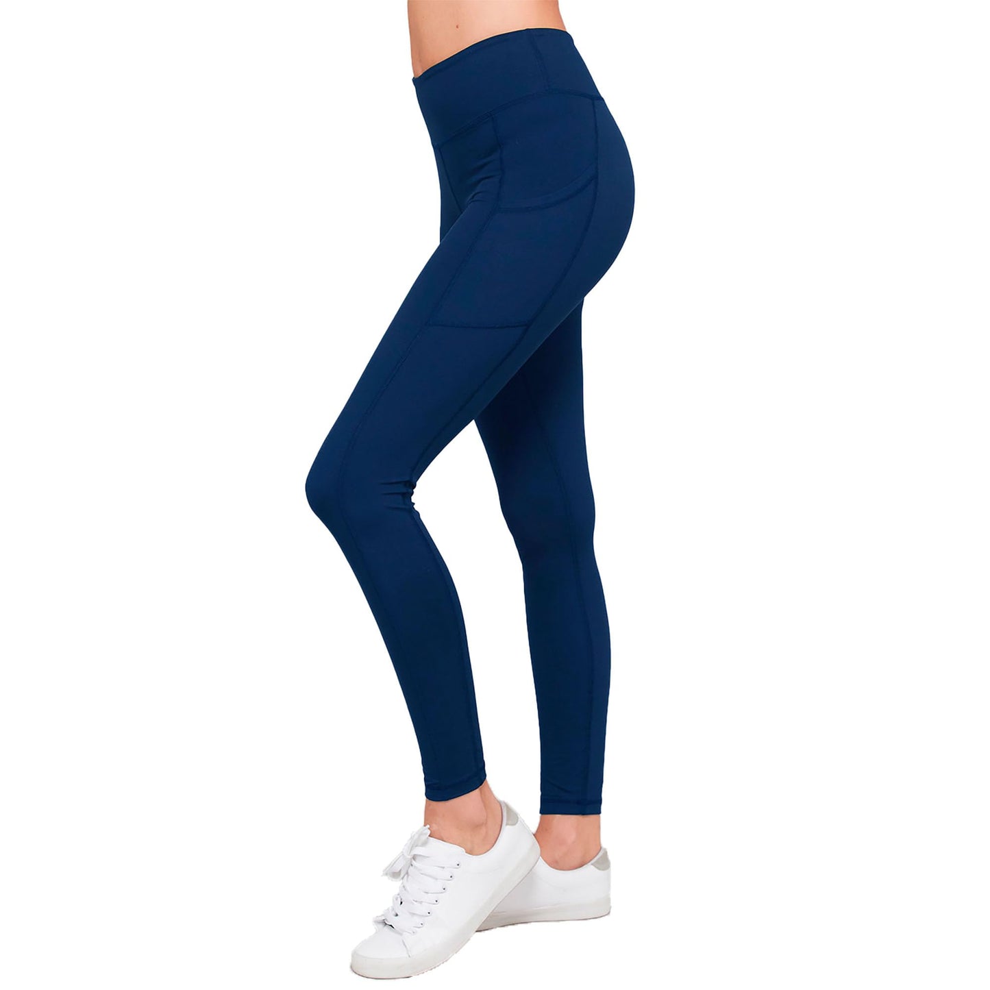 High Waisted Semi-Compression Pocket Leggings Tummy Control Workout Yoga Pants