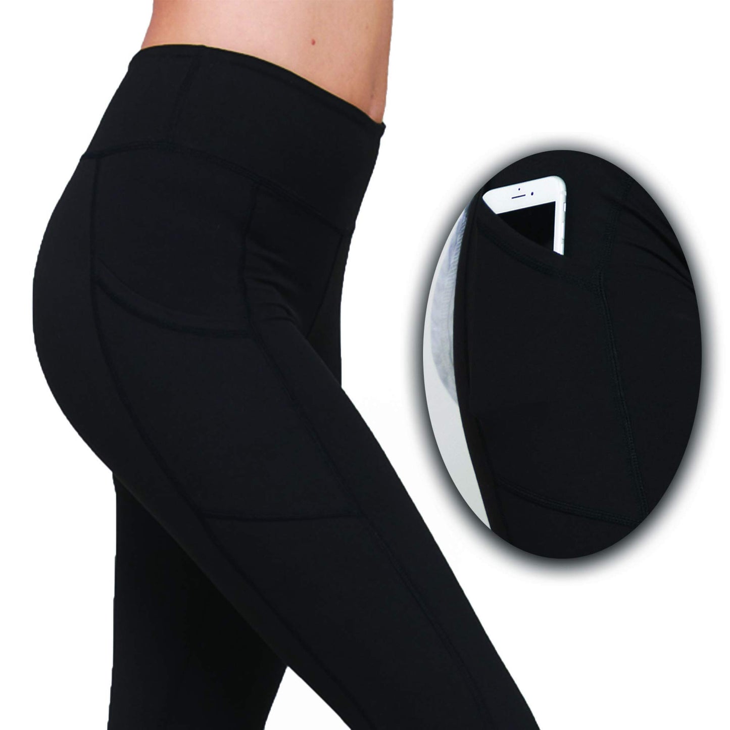 High Waisted Semi-Compression Pocket Leggings Tummy Control Workout Yoga Pants
