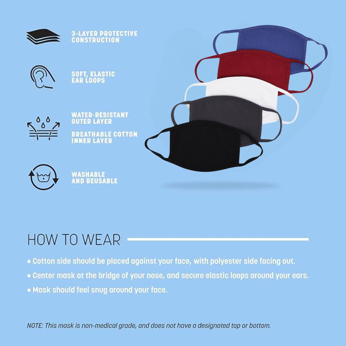 Cloth Face Mask for Men and Women, One Size, Perfect for Discretion and Privacy, 2-ply Face Mask, Unisex - Made in the USA