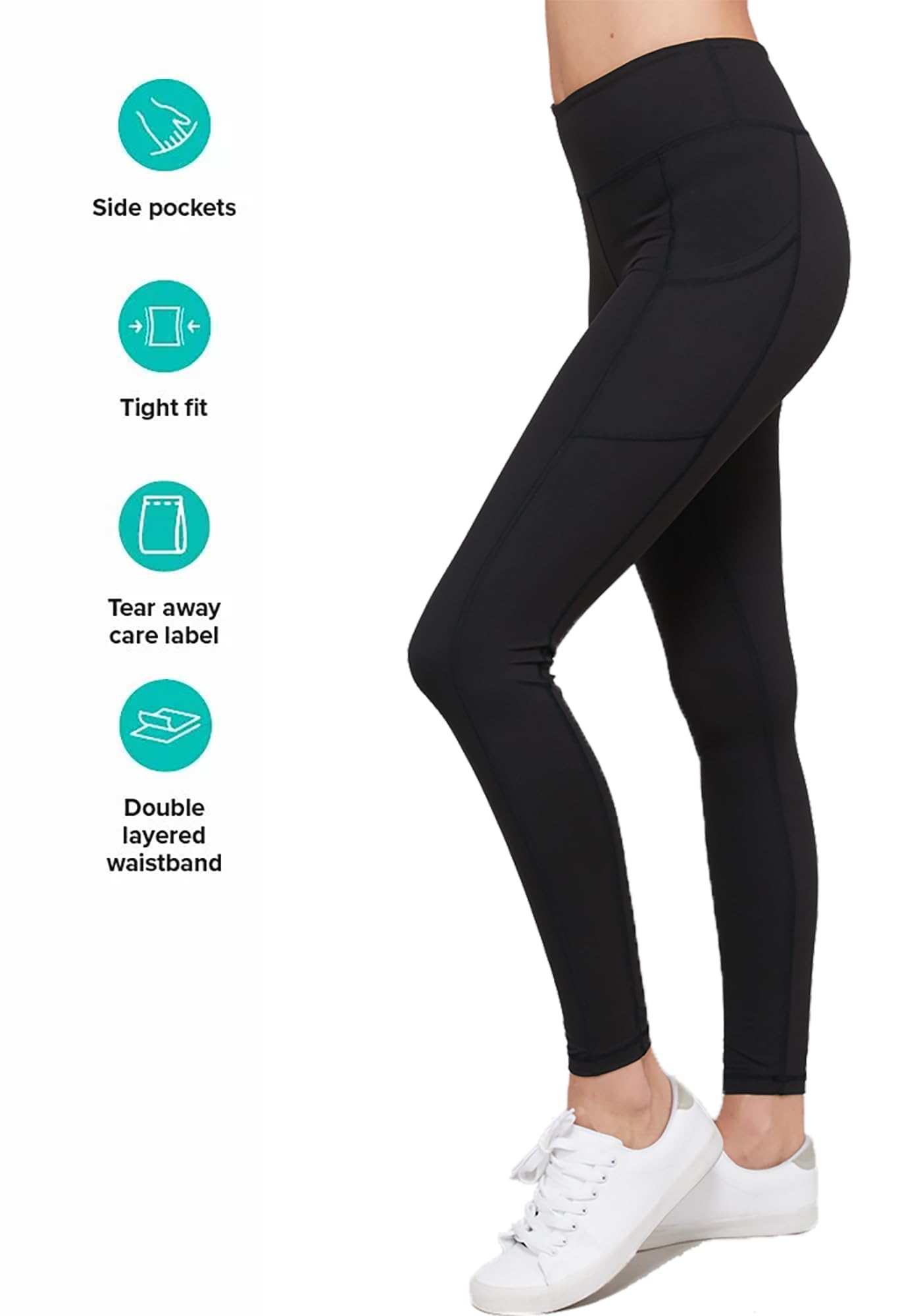 High Waisted Semi-Compression Pocket Leggings Tummy Control Workout Yoga Pants