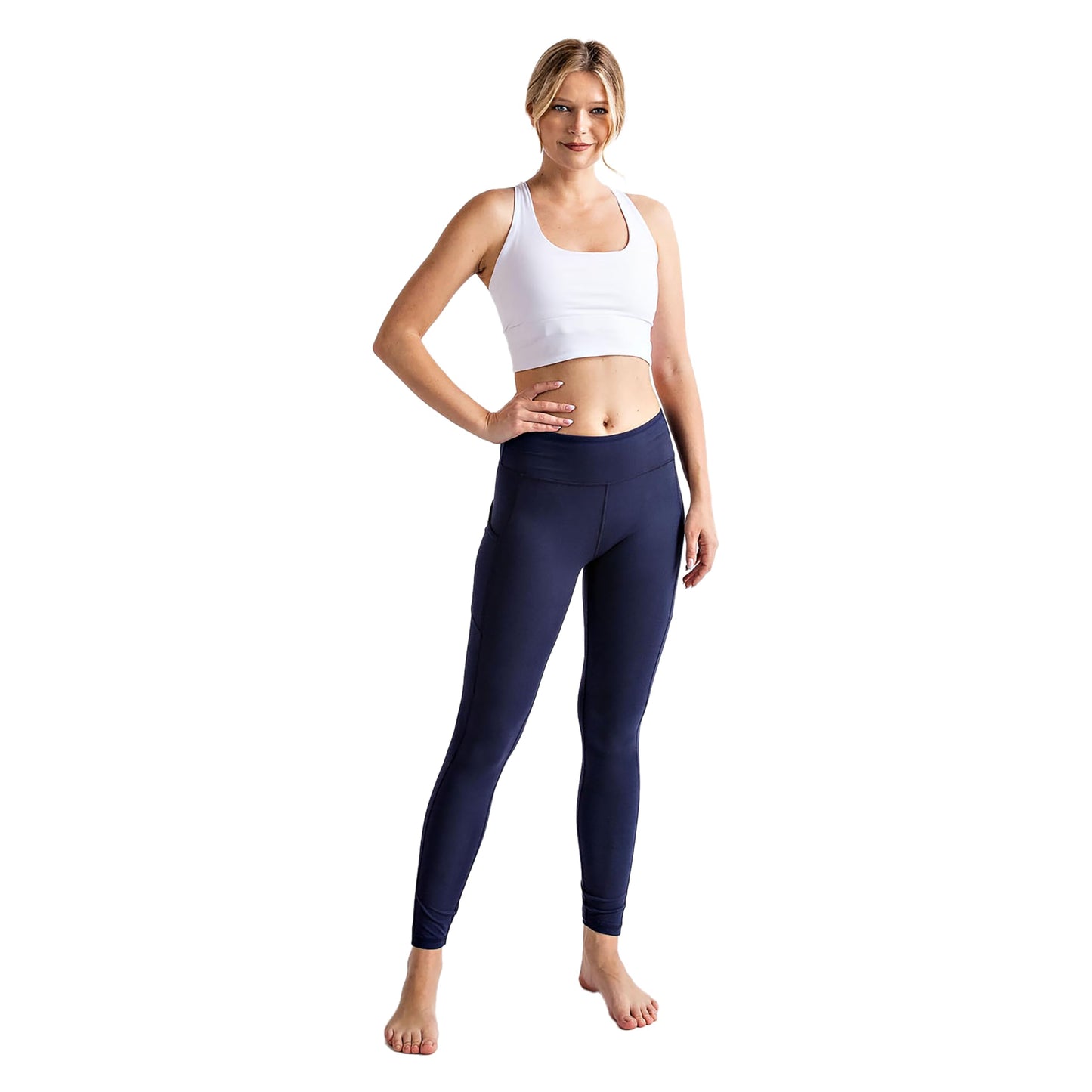 High Waisted Semi-Compression Pocket Leggings Tummy Control Workout Yoga Pants