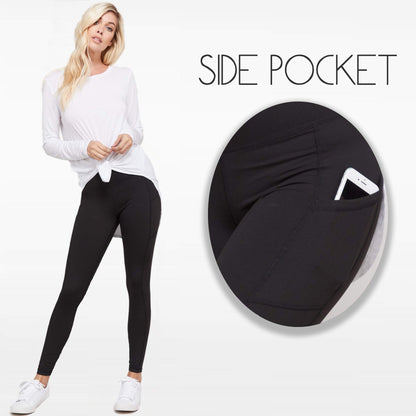 High Waisted Semi-Compression Pocket Leggings Tummy Control Workout Yoga Pants