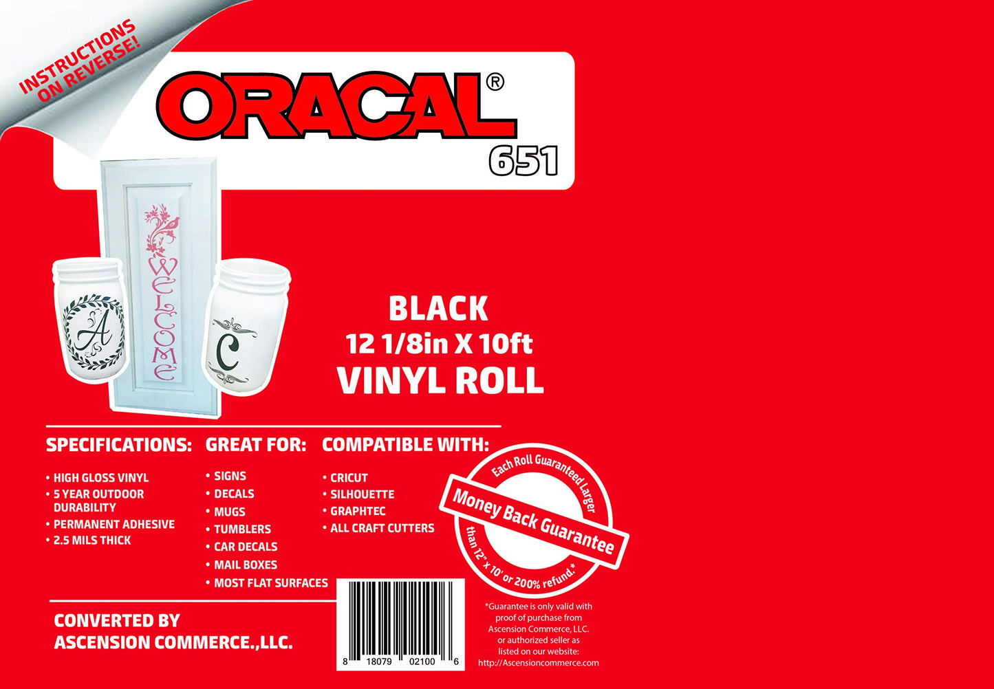 Oracal 651 Premium Vinyl Permanent Self-Adhesive Vinyl for Indoor and Outdoors - 12" x 12" Sheets (50)