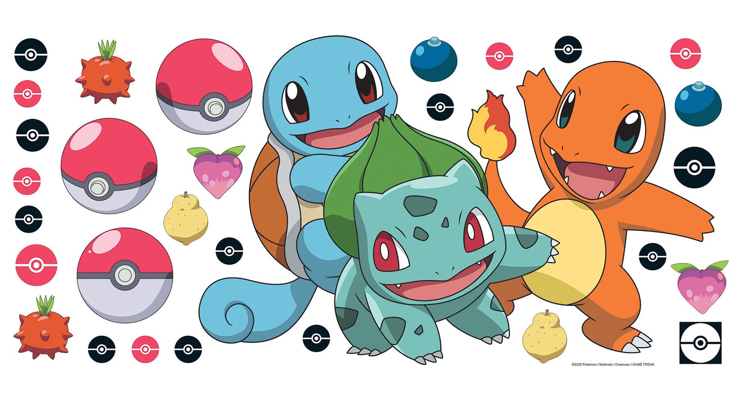 Pokémon Stickers Life Size Bulbasaur, Squirtle, Charmander Peel and Stick Wall Decals