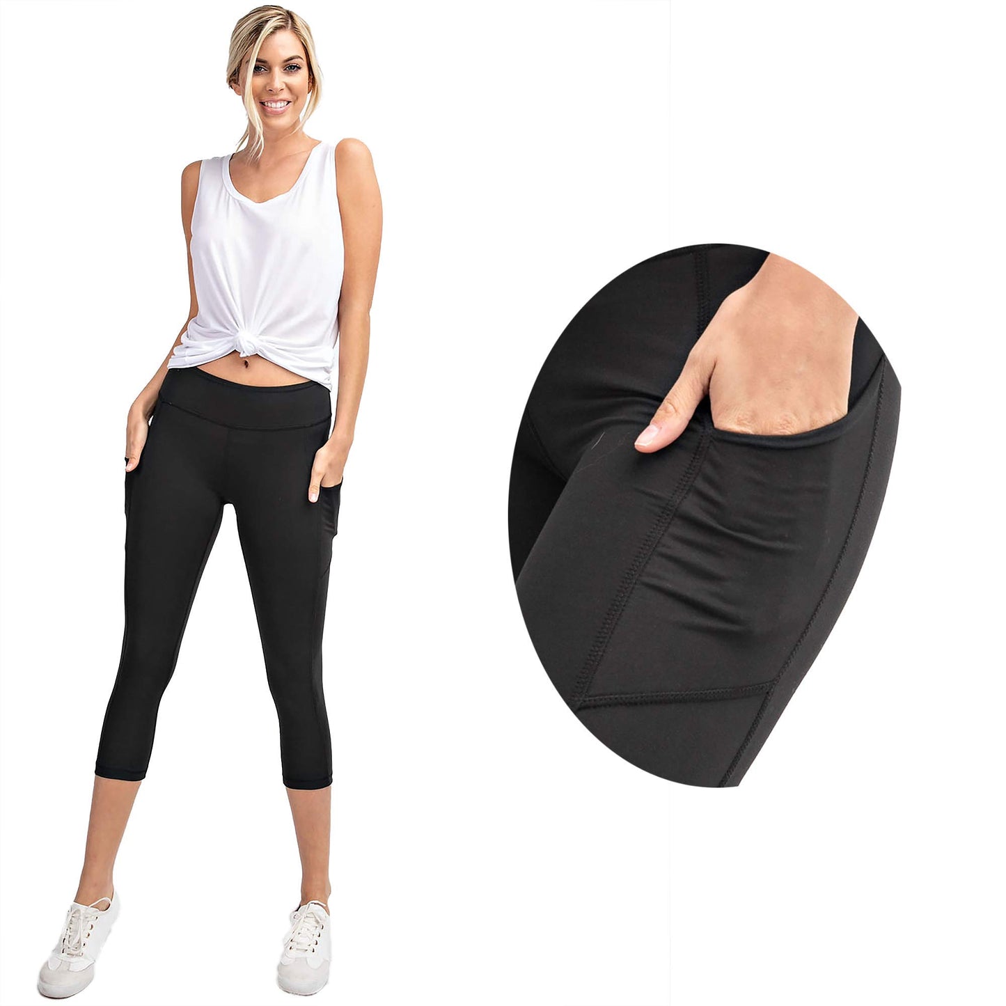 Womens Capri Butter Leggings Athleisurewear Yoga Pants w Pockets Sizes S-3X