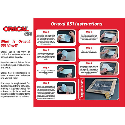Oracal 651 Adhesive Vinyl, Permanent, Waterproof, Transfer Sticker, Decal, Outdoor Vinyl, Works with Silhouette Cameo Cricut Cutting Machine