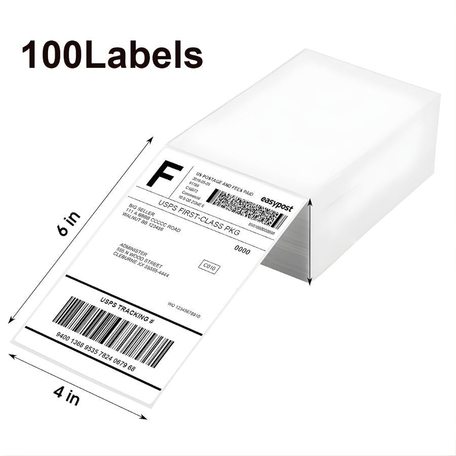 Postage Shipping Labels 4" x 6" Perforated Fanfold Direct Thermal Labels